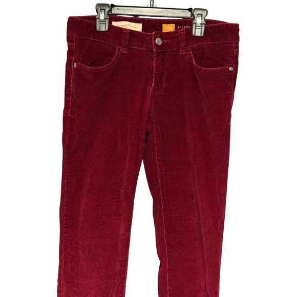 Pilcro Anthropologie Corduroy Burgundy Skinny Zip Ankle Pants Women's Size 29 - Picture 2 of 9
